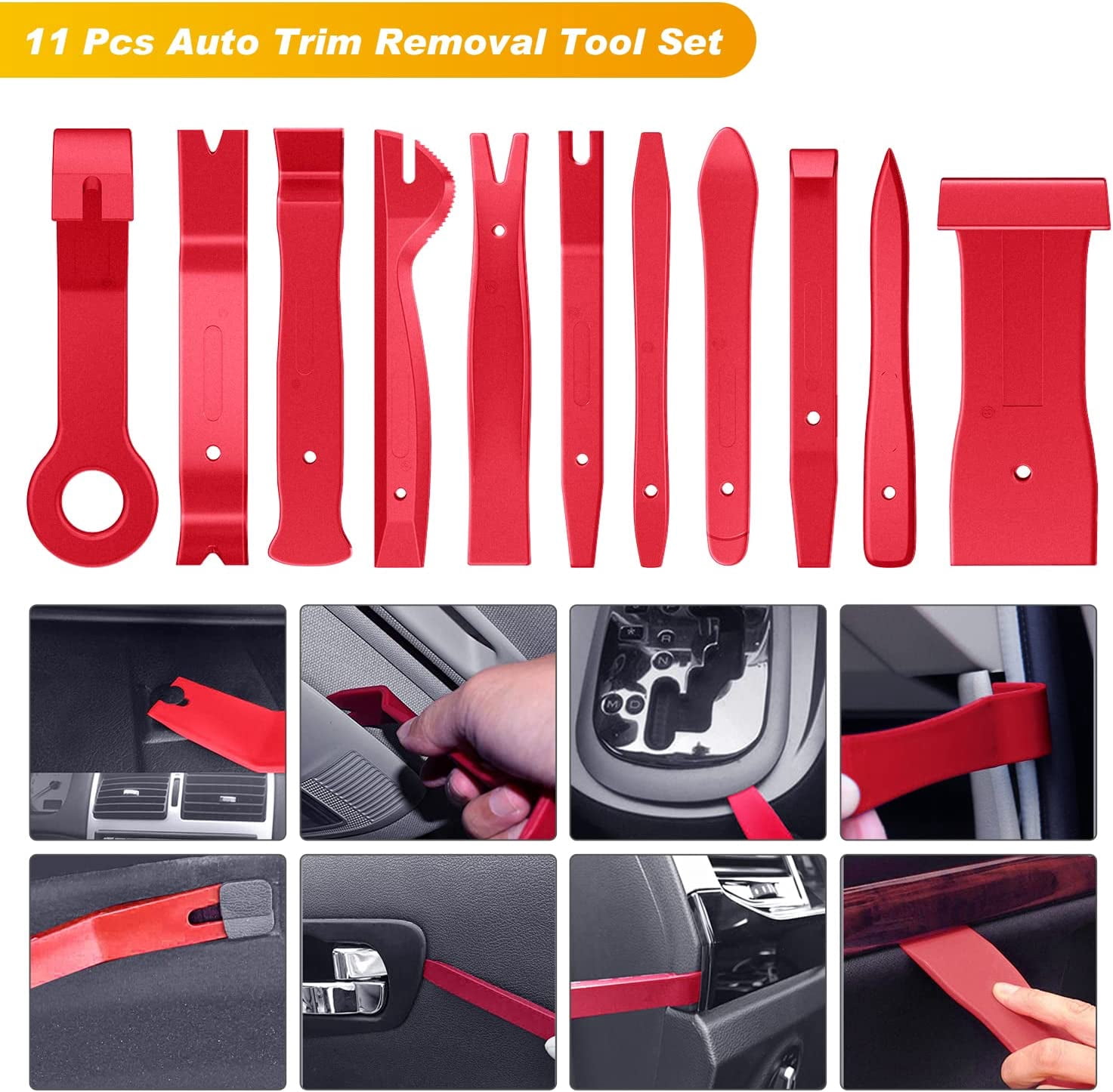 GOOACC 102Pcs, Auto Terminal Removal Tool, Auto Clip Pliers Stereo Removal Tools, Car Upholstery Repair Removal Kit,Precision Hook and Pick Set, Round Handle Crowbar