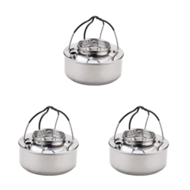 Eigraketly Hervidor de agua para acampar, tetera con asa para agua al aire libre, cafetera de acero inoxidable, ligera, para senderismo, cocina, Type1 NO1