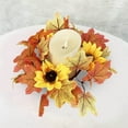 thumbnail image 6 of Fall Candle Rings Maple Leaves Wreath Autumn Table Thanksgiving Centerpiece Decoration Mini Candle Holder Seasonal Display, 6 of 8