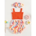 thumbnail image 4 of Wassery Infant Baby Girls 3Pcs Summer Outfits 6 12 18 24 Months Newborn Ribbed Bowknot Sling Tank Tops Floral Print Shorts Headband, 4 of 8