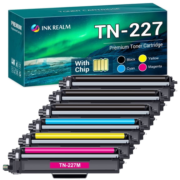 Ink realm 6-Pack Compatible Toner Replacement for Brother TN-227 TN227BK TN223 TN227C TN227Y HL-L3210CW HL-L3290CDW HL-L3230CDW HL-L3270CD MFC-L3770CDW Printer Ink Black, Cyan, Magenta, Yellow