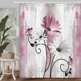 thumbnail image 3 of Rustic Farmhouse Shower Curtain, Farm Pink Daisy Floral Flowers and Butterfly on Country Wooden Shower Curtain for Bathroom, Pink Grey Bathroom Shower Curtains with 12PCS Hooks, 70X84IN, 3 of 5