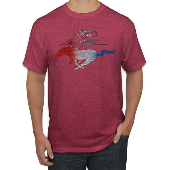 Wild Bobby, Classic Ford Mustang Car Logo, Cars and Trucks, Men's Graphic T-Shirt, Vintage Heather Red, 3X-Large