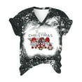 thumbnail image 2 of Pntutb moda navideña mujer casual con cuello en V blusa estampada manga corta camiseta tops Pntutb Pntutb-3172, 2 of 5