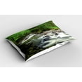 thumbnail image 2 of Ambesonne Nature Pillow Sham 2 Pack, Riverbed Rocks Trees, 36"x20", Green Grey White, 2 of 3