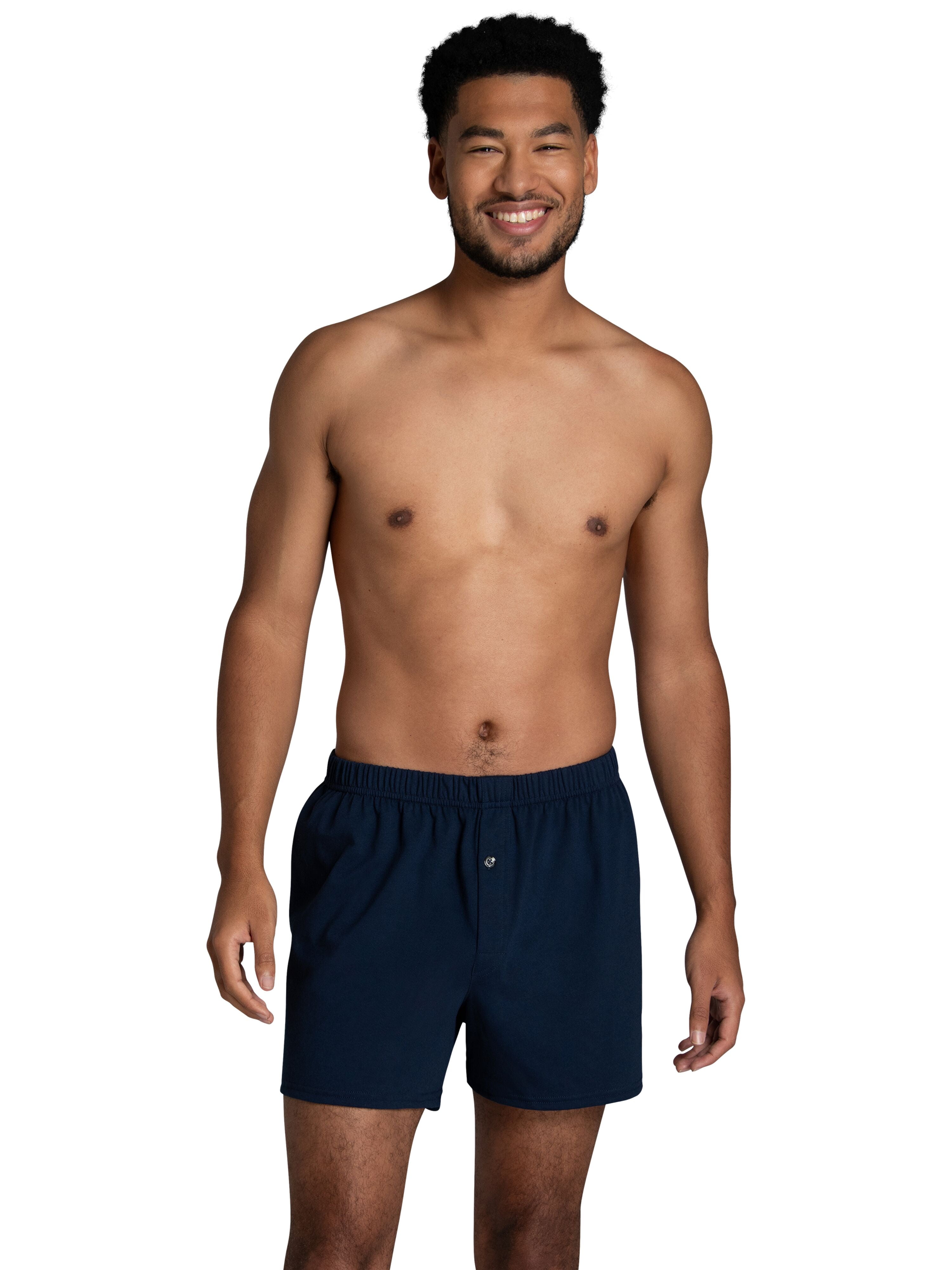 Fruit of the Loom Men's Knit Boxers - Relaxed Fit, Soft Cotton, Moisture-Wicking, 6-Pack, S-5XB