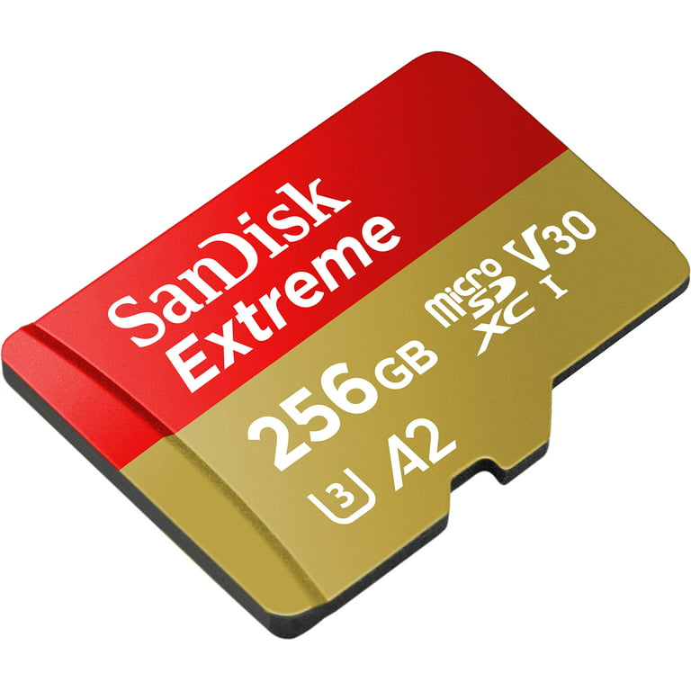 SanDisk 256GB Extreme microSDXC UHS-I Memory Card with Adapter - Up to  160MB/s, C10, U3, V30, 4K, A2, Micro SD - SDSQXA1-256G-GN6MA
