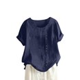 thumbnail image 1 of CHOK Oversized Button Down Shirts Women Oversized T Shirts Workout Cotton Linen Western Shirts Short Sleeves Crew Neck Sexy Summer Tops for Plus Size Summer Spring Blouses Yellow Army Gre, 1 of 5