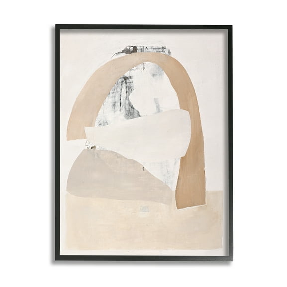 Stupell Industries Simple Beige Abstract Abstract Painting Black Framed Art Print Wall Art, 11 x 14