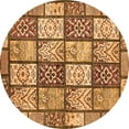 thumbnail image 1 of Ahgly Company Indoor Round Abstract Orange Modern Area Rugs, 4' Round, 1 of 4