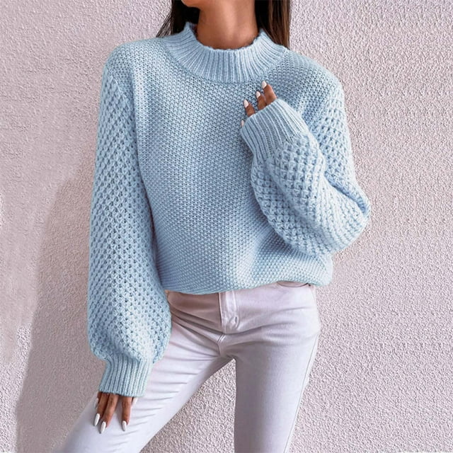 Dvkptbk Chandails pour Femmes Chandail Décontracté Uni Col Rond Chaud Serré Vêtements en Liquidation