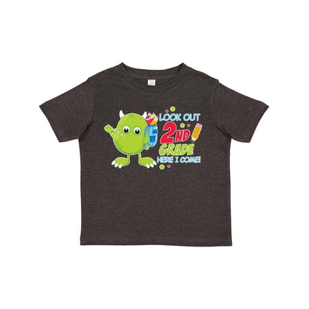 

Inktastic Look out 2nd Grade Here I Come with Cute Green Monster Boys or Girls Toddler T-Shirt