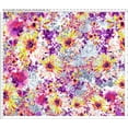 thumbnail image 2 of Challis Rayon Printed Astoria, Floral Fabric, Dress Fabric, Sewing (BLUE/ORCHID/PEACH, ByYard), 2 of 4