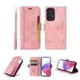 thumbnail image 1 of for Samsung Galaxy A53 5G Flip Case, Slide Card Pocket Premium PU Leather Folio Flip with Design Card Slots Wrist Strap Shockproof Kickstand Magnetic Protective Cover for Samsung A53 5G, Pink, 1 of 15