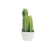 K-Cliffs Artificial Mini Succulent 3 to 5 Cactus in White Ceramic Cube Pot 4pcs Set,Ball Cactus - 2.25 W X 3.25 H X 2.25 D; Fairy Castle Cactus - 2.25 W X 5 H X 2.25 D; Prickly Pear Cactus - 2.2