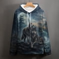 thumbnail image 5 of LAOLIUSN Men’s 3D Wolf Hoodie All Over Print Pullover Hooded Sweatshirt, Galaxy Moon Wolf Pack Graphic, Soft Stretch Polyester Spandex, S-4XL, 5 of 6