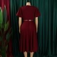 thumbnail image 6 of Women's Summer Casual Dresses Puff Sleeve A-Line Big Swing Office Swing Dress, 6 of 8