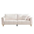 thumbnail image 5 of 87.2 inch Mid-Century Modern 3-Seater Linen Fabric Couch with Vertical Channel Tufting and 2 Pillows,Beige, 5 of 16