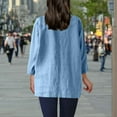thumbnail image 4 of Viluyesy V-Neck T-Shirt for Womens 3/4 Sleeves Shirt Tops Fashionable Cotton Loose Blouse Light Blue Size L, 4 of 7