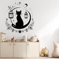 thumbnail image 1 of Adhesivos de pared de PVC con diseño de gato negro, luna y flor, 1 of 1
