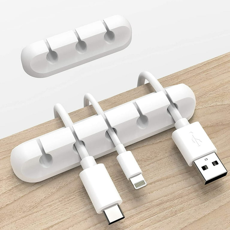 White Cable Clips, Cord Organizer Cable Management, Cable Organizers USB  Cable Holder Wire Organizer Cord Clips, 2 Packs Cord Holder for Desk Car  Home