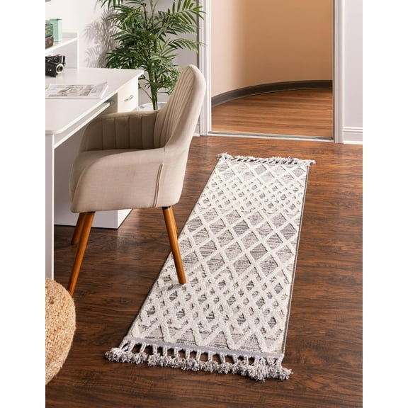 Rugs.com Arlo Collection Rug – 6 Ft Runner Gray Medium Rug Perfect For Hallways, Entryways