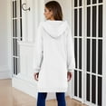 thumbnail image 5 of Fartey Zip Up Hoodies for Women Oversized Fleece Long Tunic Sweatshirts Casual Long Sleeve Drawstring Hooded Sweatshirt Fall Going Out Hoodie Jacket Coat White S, 5 of 9