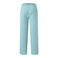 thumbnail image 5 of BXINGOHAI Womens Wide Leg Sweatpants High Waisted Baggy Lounge Pants Drawstring Athletic Flared Joggers with Pockets Light Blue 2XL, 5 of 7