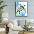 thumbnail image 2 of Stupell Industries Watercolor Style Sea Turtle Gray Framed Floater Canvas Wall Art design by LSR Creative Studio, 31 x 25, 2 of 9