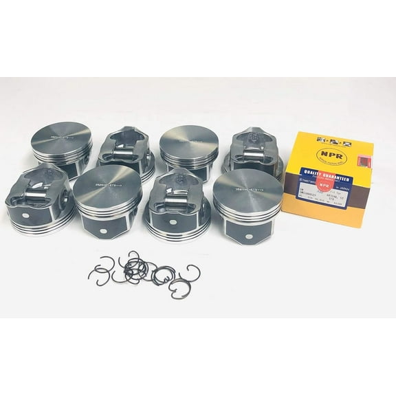 Silvolite Hypereutectic Flat Top Pistons & Rings compatible with 1999-2008 GM LS 4.8L & 5.3L Engines GEN III & IV (Standard 3.780" Bore)