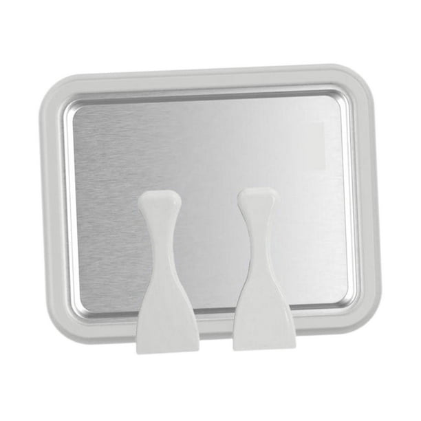 Máquina para hacer helados instantáneos, bandeja de hielo frito de aleación de aluminio, portátil, para hacer yogur frito blanco