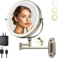 thumbnail image 2 of 9" Wall Mounted Lighted Makeup Mirror,4000mAh Rechargeable Double Sided 1X/10X Magnifying Mirror with Light,3 Color Lights,Touch Dimmable,Extended Arm 360 Rotation Wall Mounted Makeup Mirror, 2 of 6