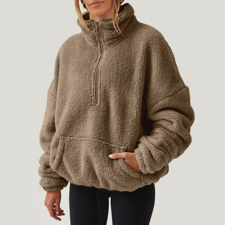 Fashion High Neck Zipper Long Sleeve Plush Sweatshirt Fashion High Neck Zipper Long Sleeve Plush Sweatshirt