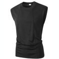 thumbnail image 4 of Men's Solid Crew Neck Wide Shoulder Mesh Sleeveless Tank Top, Breathable Casual Summer Athletic Muscle Gym Vest Black, 4 of 9