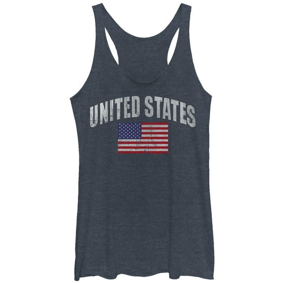 Women's Lost Gods Classic USA Flag  Racerback Tank Top Navy Blue Heather X Large