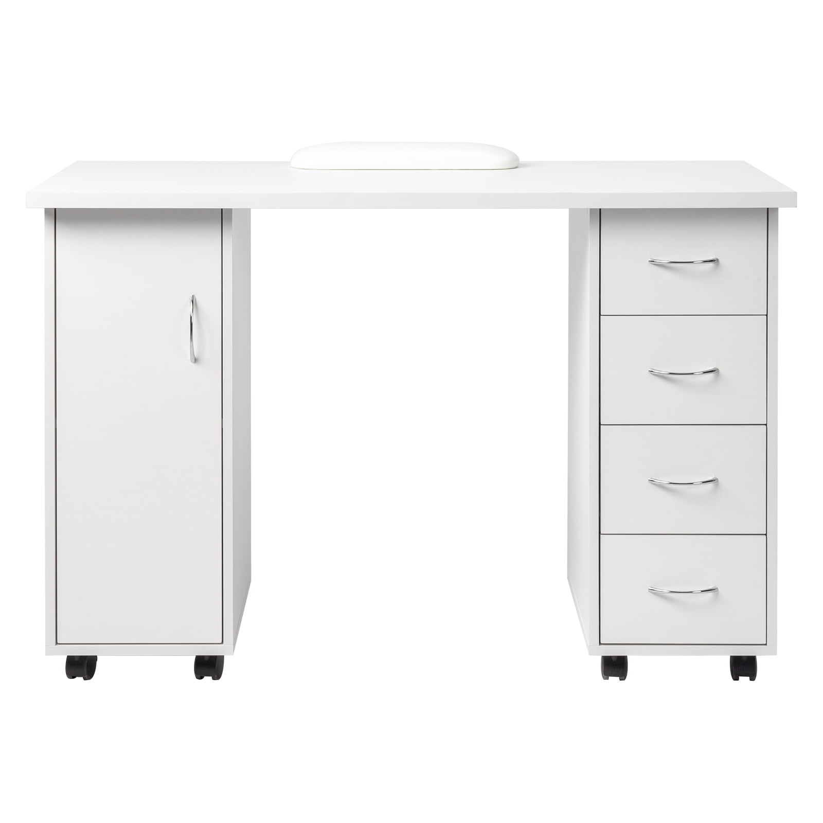 Double Edged Manicure Nail Table with Drawer, White