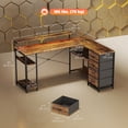 thumbnail image 3 of HOMCOM Bureau de Jeu avec Lumières DEL, Bureau de Travail 61 Pouces Brun Rustique, 3 of 10