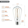 thumbnail image 3 of Better Homes & Gardens ST19 LED Vintage Bulb 4W (40W Equivalent) Soft White E26 Dimmable 2-Pack, 3 of 9