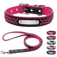 thumbnail image 5 of Multi-size Optional Comfortable Leather for All Size Dog Adjustable with Braided Pattern Name Engravable Pet ID Tags Dog Supplies Dog Collar Dog Leads PURPLE 120X2.0CM LEAD, 5 of 8