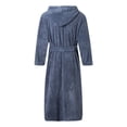 thumbnail image 3 of JTieacloth Men's Long Spa Robe Men's Striped Bathrobe Coral Velvet With Cap Absorbent Quick Drying Fashion Simple Blue, 3 of 5