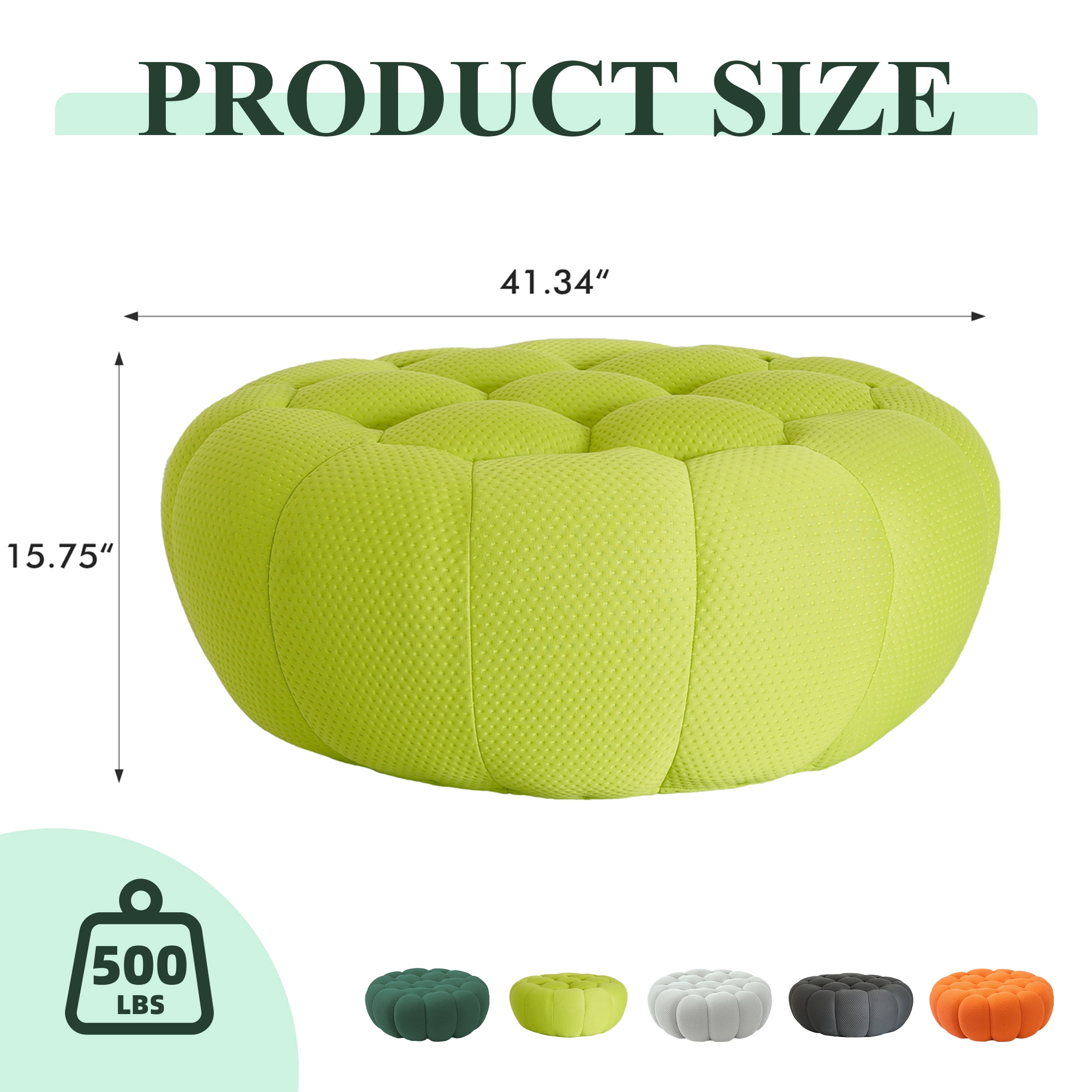 43" Bubble Couch Modern, Oversized Curved Couches, Lazy Floor Sofa, Lemon Green Bubble Couch, Modern Upholstered Comfy Mesh Fabric 3D Honeycomb Shape Couches for Living Room, Office, Apartment
