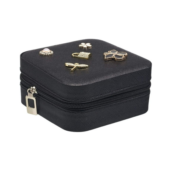 Willow & Ruby Kid’s Jewelry Box With Ornament - Travel Jewelry Organizer for Girls (Youth) in Black