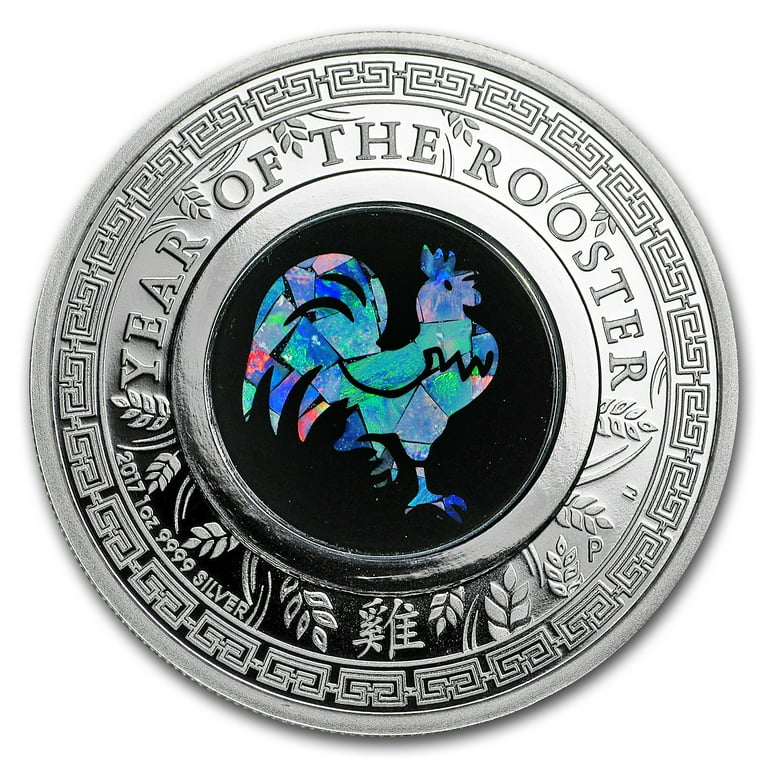 2017 Australia 1 oz Silver Opal Lunar Rooster Proof