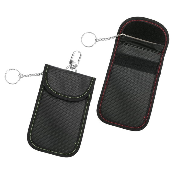 Unique Bargains 2Pc,Faraday Pouch, RFID Signal Blocking Bags Carbon Fiber Black with Hook