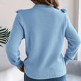 thumbnail image 6 of Ofreoo Women's Fashion New Winter Casual Round Neck Elegant Solid Color Ruffled Long Sleeve Pullover Sweater, 6 of 9
