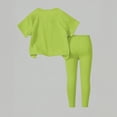 thumbnail image 5 of CCRFTGI Summer Outfits for Children Girls Size 10-12 Cute 2 Piece Outfits Solid Short Sleeve T-Shirts and Elastic Waist Leggings Athletic Clothing Sets Green 9-10 Years, 5 of 5