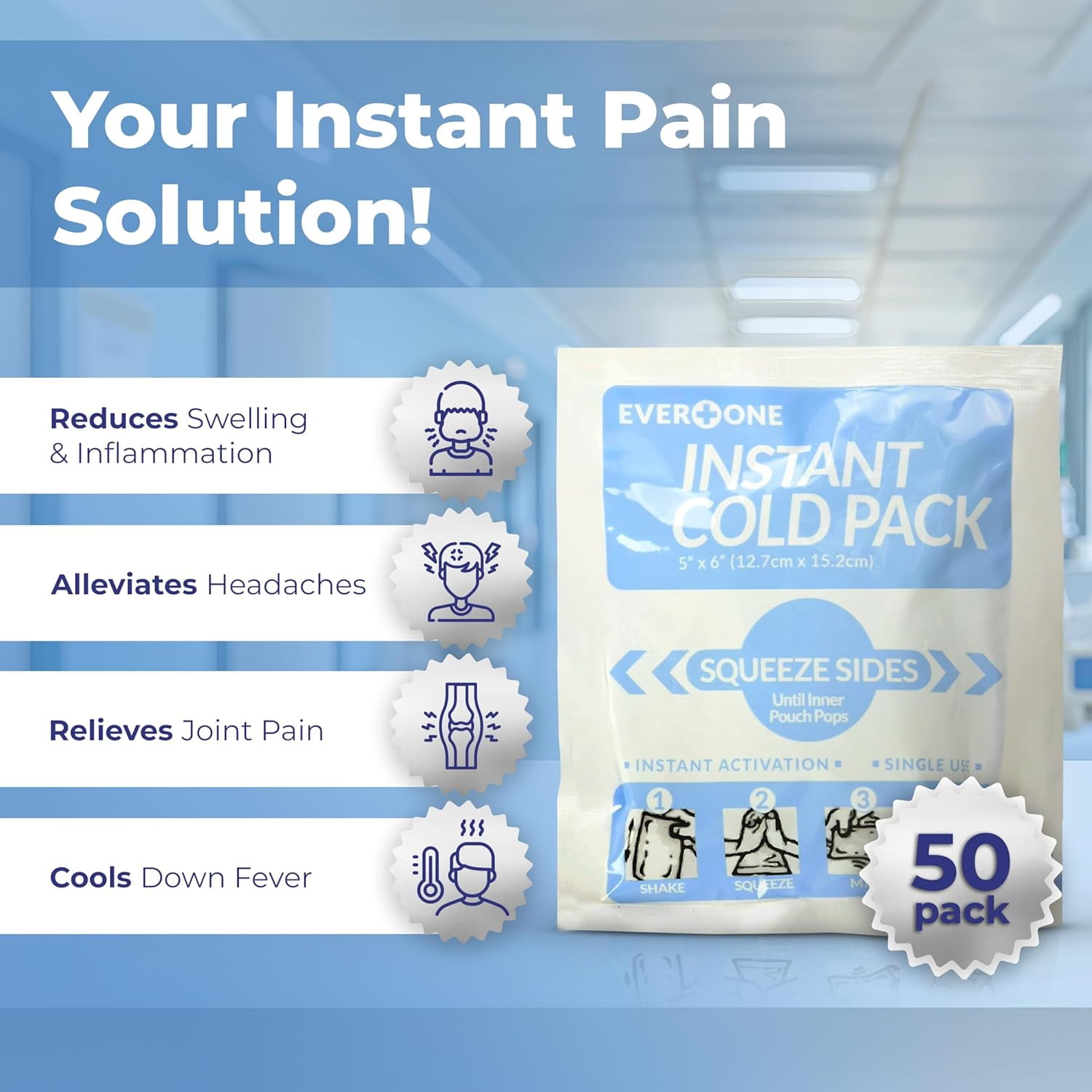 EverOne Instant Cold Pack 5 X 6, 50 Count