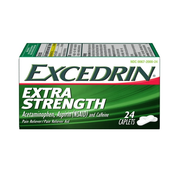 Excedrin Extra Strength Caplets Headache Relief 24 Count (2 Pack