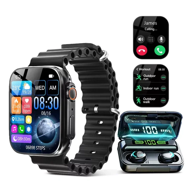 Smartwatch Hailiases Hailiases t800 ultra display de 1.99" con correa de gel de silice - color negro
