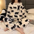 thumbnail image 4 of Conjunto de pijama de manga larga con estampado de Panda para mujer, ropa de dormir cálida, suave, Coral, para Otoño e Invierno, 4 of 4